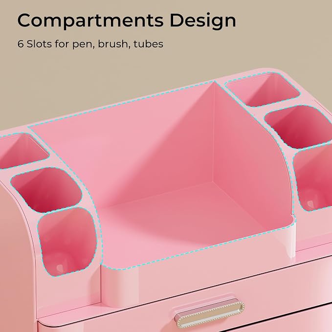 UFORU Makeup Organizer Countertop with 2 Large Drawers for Vanity Bathroom | Brush Holder, Large Capacity, Thickened Plastic, Compact Footprint, Space-Saving Design, Easy Clean, Ideal for Dorm Rooms
