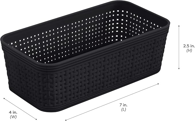 Simplify 10 Piece Organizing Set | Multiple Size Bins | Multipurpose | Office | Desk | Dorm | Bathroom | Storage Basket | Small Items | Accessories | Black