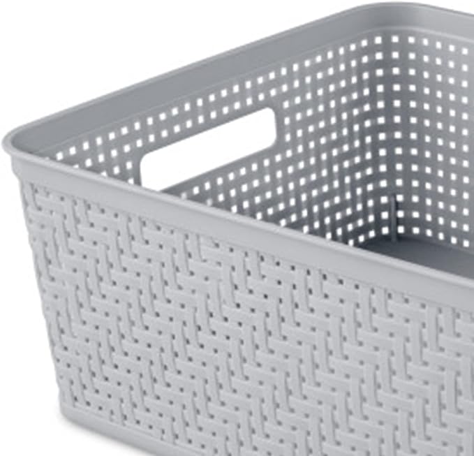 Sterilite 24 Pack Plastic Storage Bin Organization Containers, Short Baskets, Cement
