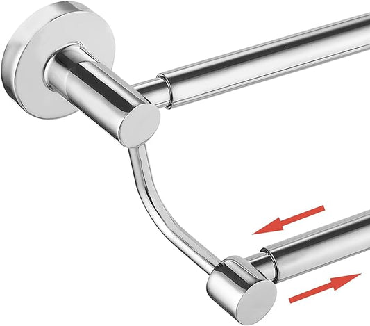 BESy Double Towel Bar Towel Rack for Bathroom Wall Mounted Polished Chrome | Adjustable 16-26 In,Wall Mounted Towel Holder, Stainless Steel, Rustproof, Towel Bar Rod Hanger Hardware Accessories Hotel