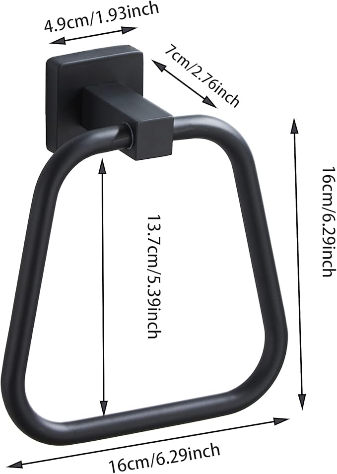 Matte Black Towel Ring for Bathroom, Kitchen Bath Towel Holder Hangers Wall Mount Heavy Duty Stainless Steel