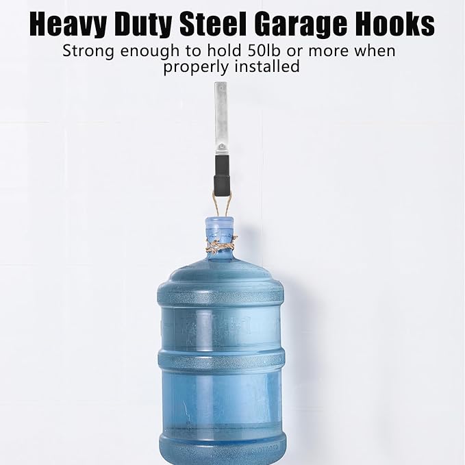 AccEncyc Heavy Duty Garage Hooks, 2Pcs Stainless Steel Wall Mount Hooks, 50lb Weight Capacity, for Garden Hose, Bike, Ladder, Tool Organizer (Medium)