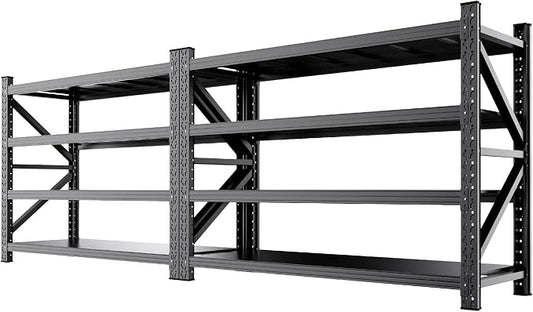 2 Set 79" W Heavy Duty Storage Shelves, 8000LBS Adjustable Garage Shelving Unit, Rust Proof Large Metal Storage Rack, 24" Dx79 Wx74 H Industrial Shelving for Warehouse, Basement, Supermarket