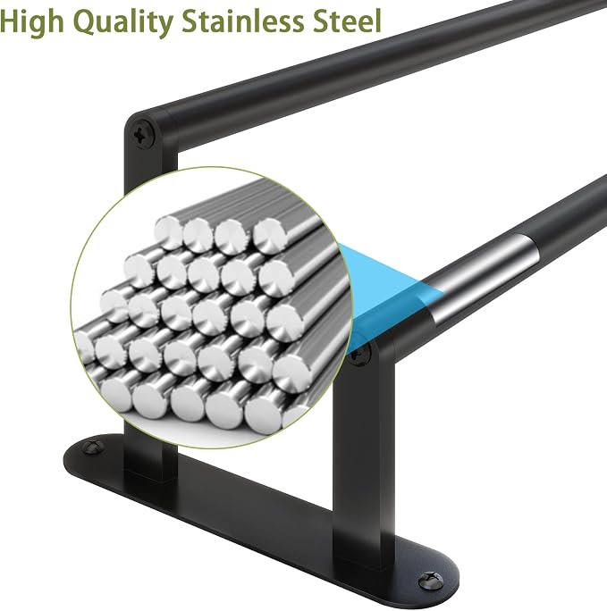 Towel Racks for Bathroom, Double Towel Bar 24Inch, Stainless Steel Bathroom Towel Holder, Double Towel Rod Wall Mounted Towel Hanger, Bathroom Towel Rack(Matte Black)