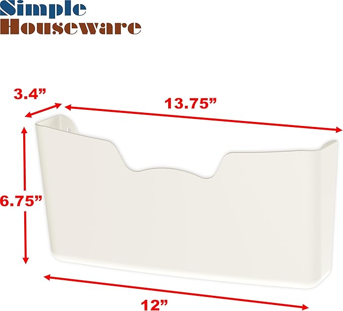 Simple Houseware White Wall Mount Single Pocket Hanging File Holder, 3-Pack | Wall File Holder Organizer for Paper and Documents