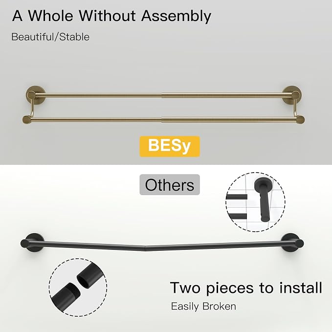 Double Towel Bar Bathroom Towel Rack Towel Rod Holder Antique Brass | Adjustable 16-26 In, Wall Mounted Towel Holder, Stainless Steel, Rustproof, Towel Bar Rod Hanger Hardware Accessories Hotel