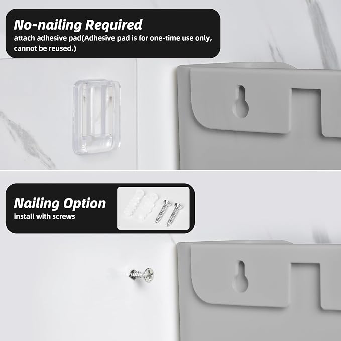Jomola No Drilling Wall Mount File Holder - Office Wall Hanging Files & Magazines Organizer - Plastic Door Mount with Adhesive Pad, Gray (1 Count)