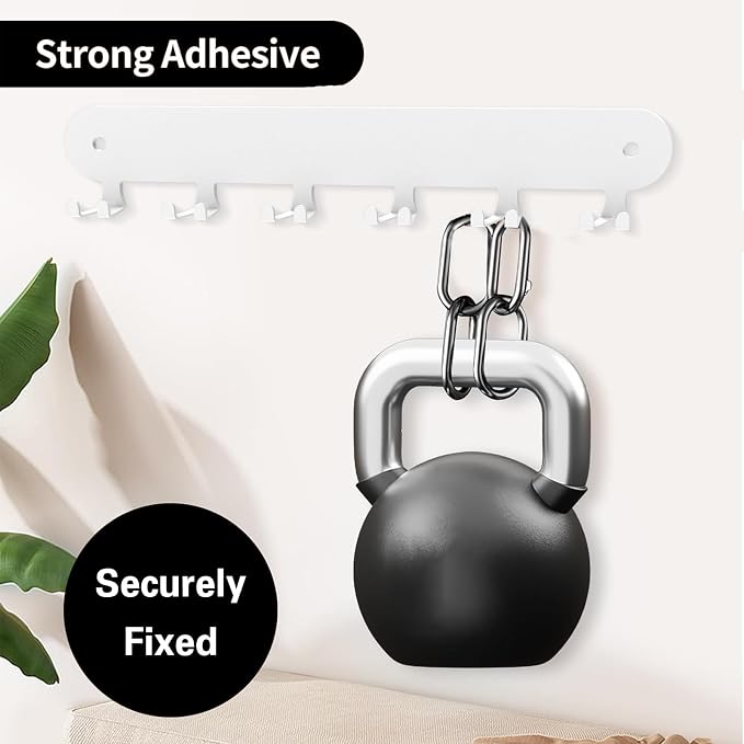 2 Pack Key Holder for Wall Adhesive, Key Hooks with 12 Hooks Wall Mounted | White Key Hangers for Living Room, Bathroom, Garage, Kitchen, Office(White, 12 Hooks)