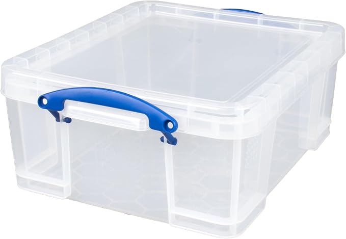Really Useful Box 3 Pack 17L Plastic Storage Bins with Snap Lids and Clip Lock, Clear
