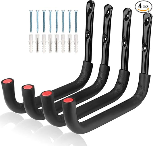 12.7 Inch Heavy Duty Large Tool Hanger, 4 Pack Wall Mounted Garage Storage Hooks, Indoor Outdoor Organizer Rack Load Capacity 50lbs