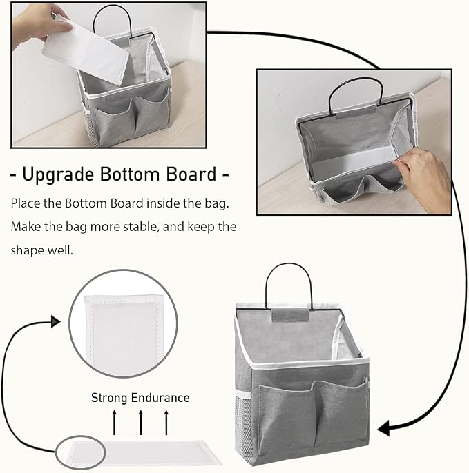 Kanrichu 4pcs Wall Hanging Storage Bag, Wall Hanging Baskets for Organizing as Over the Door Organizer, Wall File Organizer, Rv Storage and Organization. For Bedroom, Office, Camper (Gray-Upgraded)