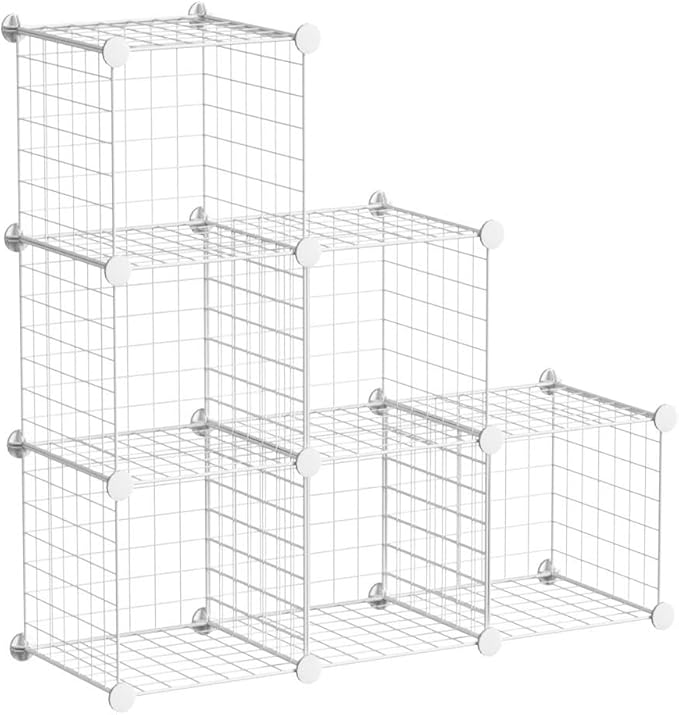 C&AHOME Wire Cube Storage, 6 - Cube Organizer Metal C Grids, Units, White | Modular Shelves Units, Storage Bins Shelving, Closet Organizer, Ideal for Home, Office, Living Room