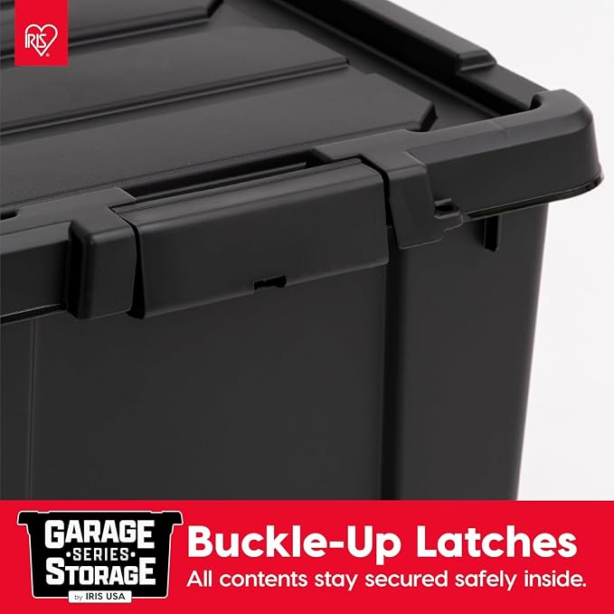 IRIS USA 6-Pack 20 Gal Heavy Duty Lockable Storage Totes with Lids, Black | Perfect for moving, garage organization, outdoor equipment and jobsite storage, Designed for dependable everyday use