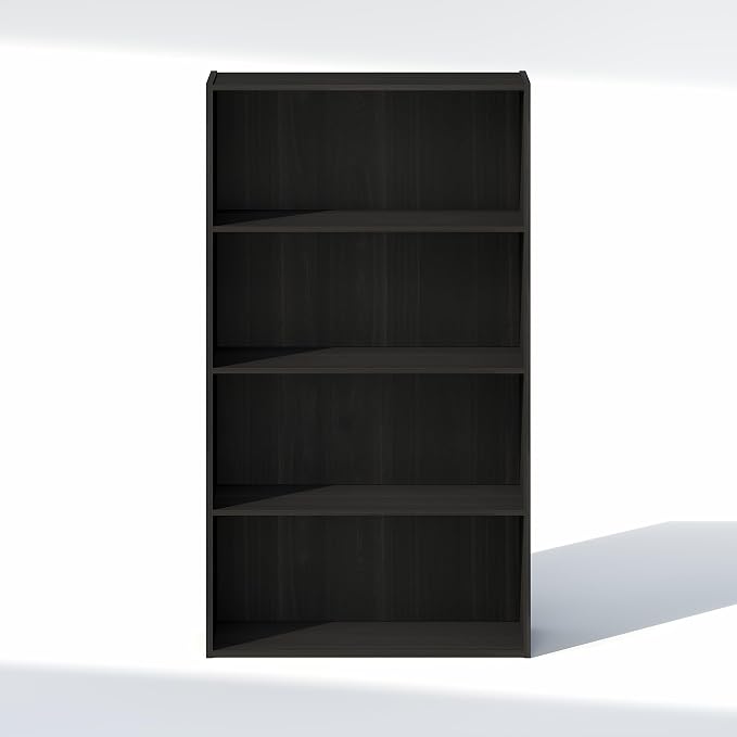 Furinno Reed Closet Organizers and Storage, 4-Tier Closet Organizer, Open Shelf Closet Storage, for Wardrobe, Bedroom, Living Room, Espresso