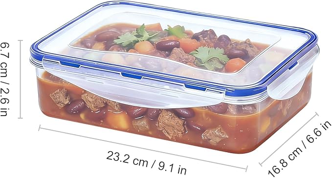 KIGI Plastic Food Storage Containers, Set of 3 (6.8 Cup) | 4-Sided Locking Airtight Lids, Leakproof & Stackable, Ideal for Meal Prep, Lunch & Leftovers, Microwave Safe, BPA-Free