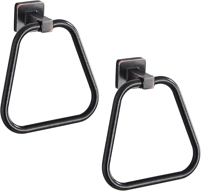 Oil Rubbed Bronze Towel Ring for Bathroom 2 Pack, Kitchen Bath Towel Holder Hangers Wall Mount Heavy Duty Stainless Steel