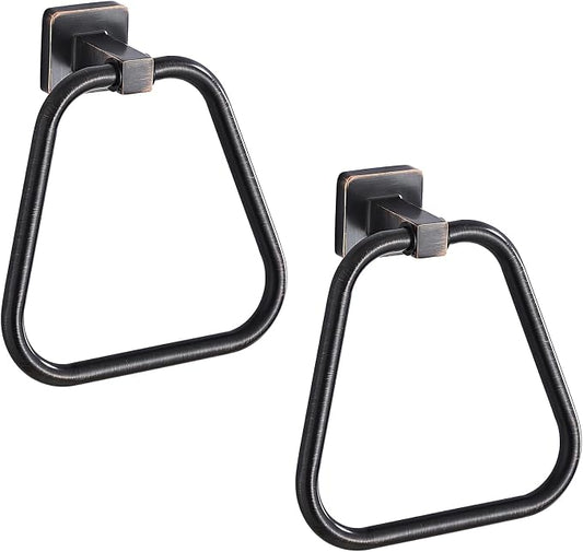 Oil Rubbed Bronze Towel Ring for Bathroom 2 Pack, Kitchen Bath Towel Holder Hangers Wall Mount Heavy Duty Stainless Steel