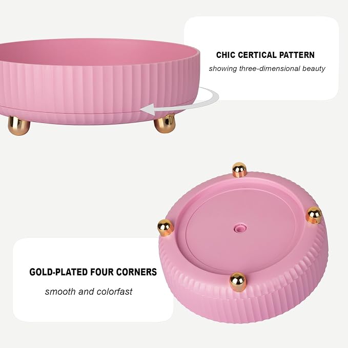 360 Rotating Makeup Perfume Organizer Skincare Tray, Small Pink | 360 Degree Spinning Lazy Susan Organizer Lotion Cosmetics Storage for Dresser, Vanity, Bathroom Countertop