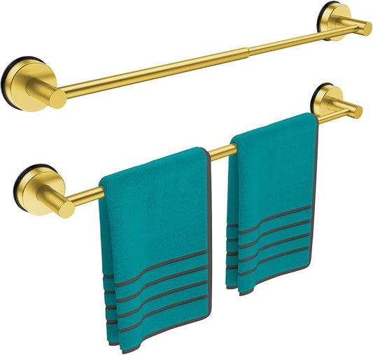 Towel Bar for Bathroom Wall,Adjustable 12~21 Inch Towel Racks for Bathroom Wall Mounted, Towel Holder for Glass Shower Door,Apparment Essentials,Home Decor-Gold(2pcs)