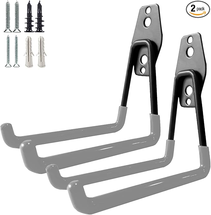 GeeWatom Garage Storage Utility Hooks，Garage Garden Tool Organizer，Steel Wall Mount Hooks, Large Garden U Hooks （2 Pack）