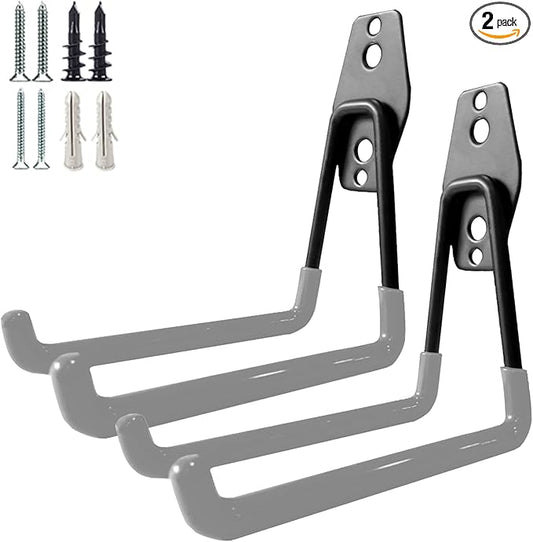 GeeWatom Garage Storage Utility Hooks，Garage Garden Tool Organizer，Steel Wall Mount Hooks, Large Garden U Hooks （2 Pack）