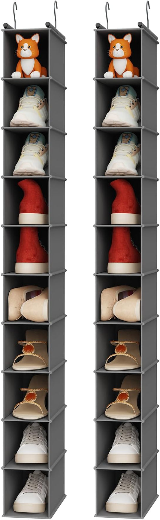 MAX Houser 10-Shelf Hanging Shoe Shelf Organizer, Hanging Shoe Storage for Closet,Pack of 2(Grey)