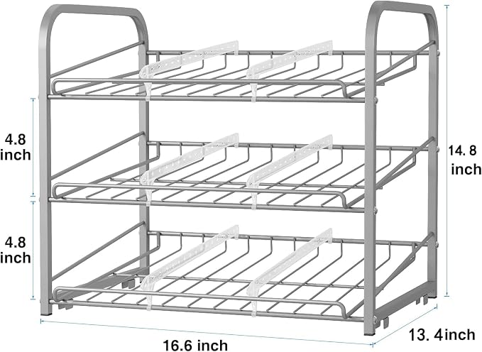 Can Rack Organizer,3 Tier Stackable Can Storage Dispenser,Sliver | Can Food Storage Rack|Holds 36 Cans|Space-Saving Pantry&Cabinet|Easy Access to Canned Goods-13.4"D x 16.6"W x 14.8"H