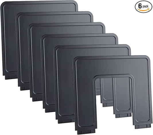 Adjustable File Sorter Accessories 6 Pieces Upright Plates, Expandable File Folder Holder Accessory, Desktop Binder Organizer, School Office File Organizer, Black