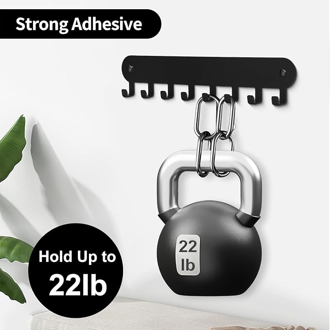 2 Pack Key Holder for Wall,Key Hooks with 8 Hooks, Black | Key Rack for Wall No Drill for Living Room, Kitchen, Bathroom, Garage