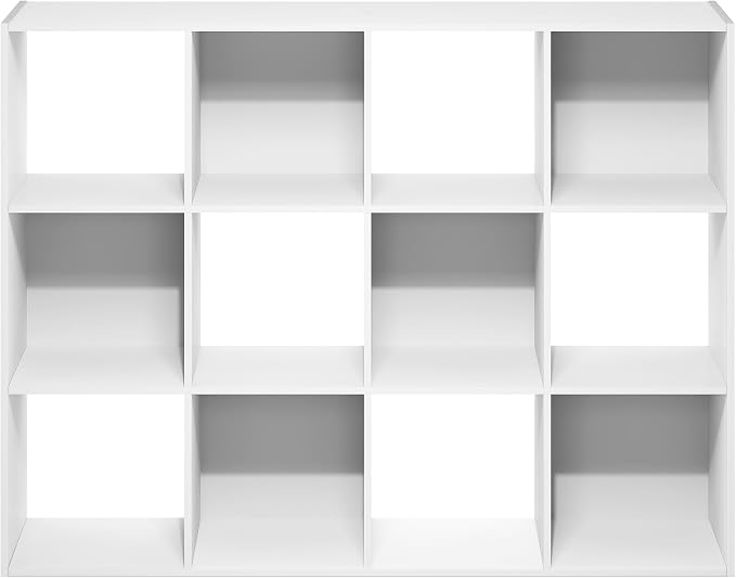 Furinno PELLI Book Shelf, 12-Cube Bookshelf, Cube Storage Organizer Bookcase, 11.7 x 47.6 x 36, for Living Room, Bedroom, Home Office, White