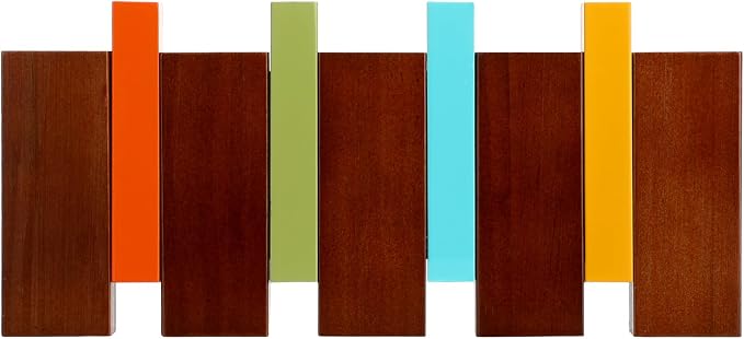 Youyole 4 Hook Wood Coat Rack Wall Mount Mid Century Modern Wooden Coat Hooks Colorful Heavy Duty Flip Down Piano Hat Rack for Hanging Coats Keys Hats Robe Towels Home