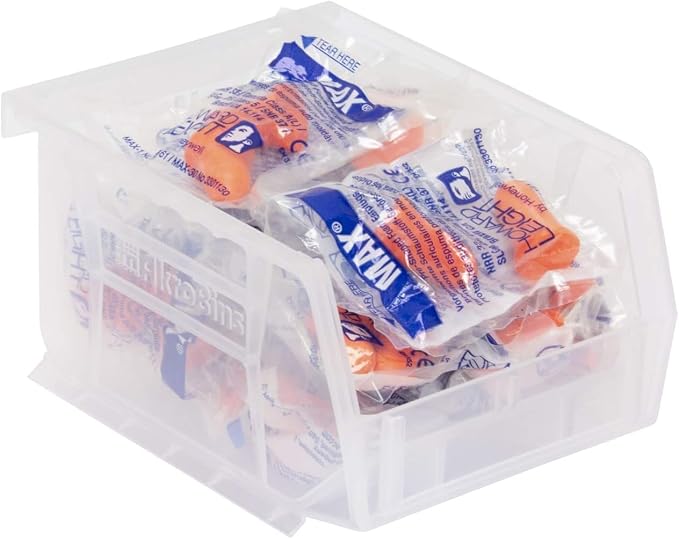 Akro-Mils 30210 AkroBins Plastic Storage Bins, 5"x4"x3", Clear, 24-Pack | Space-Saving Stackable Bins for Garage, Pantry, Craft Organization