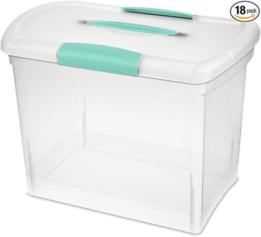 Sterilite Nesting ShowOffs Large Storage Bins w/Lids and Handles, 18-Pack | Heavy-Duty and Stackable Utility Box Containers for Home, Office, Cabinet, Closet, Bedroom, and Basement Organization