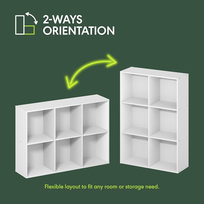 Furinno Reed 6-Cube Closet Organizers and Storage, White | Closet Storage, Closet Organizer for Bedroom, Study Room, Hallway
