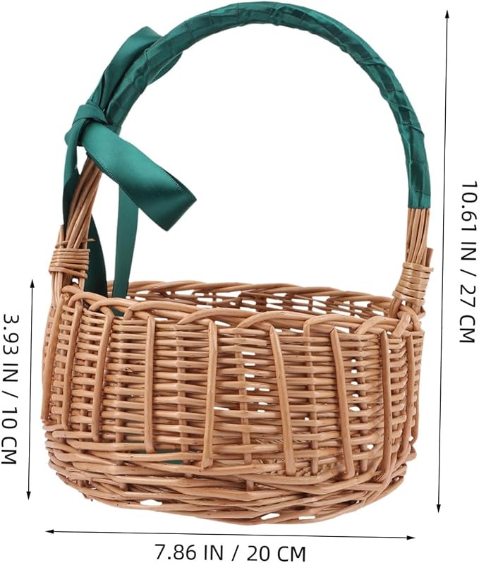 KICHOUSE Natural Rattan Woven Storage Basket Decorative Wicker Organizer for Home Beautiful Color Design for Storing Plants Flowers and Room and Bedroom Decor