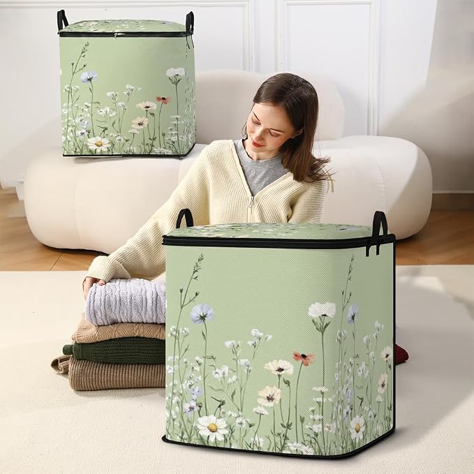 2pcs blanket storage bag for under bed,closet organizers 95L | clothing sweater sheet bedding comforter duvet quilt pillow toy storage bags with lids,dorm room essentials for containers