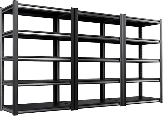Set of 3 71"HGarage Shelving-2050LBS 5 Tier Storage Shelves,Adjustable Heavy Duty Metal Shelving Unit and Storage Large Rack,Utility Steel Shelf For Shop Warehouse Industrial Pantry 71"x35"x16"