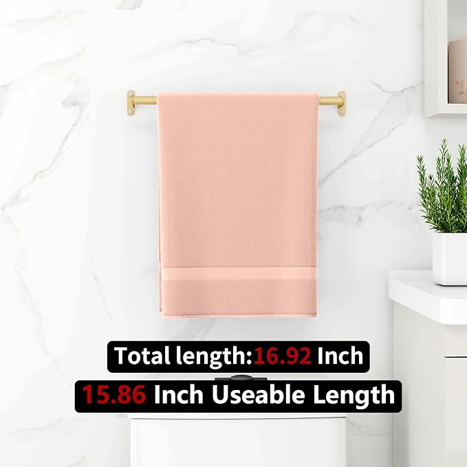 MKO Towel Bar for Bathroom Wall, 16 Inch Single Towel Rod Rack, Gold | Heavy Duty Stainless Steel, Towel Racks for Bathroom, Wall Mounted, Hand Towel Holder
