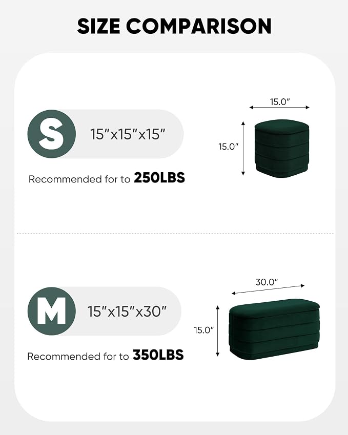 B FSOBEIIALEO Velvet Storage Ottoman with Tray, Square Folding Ottoman with Storage Coffee Table Foot Rest for Dorm Room, Living Room Bottle Green, 15"x15"x15"