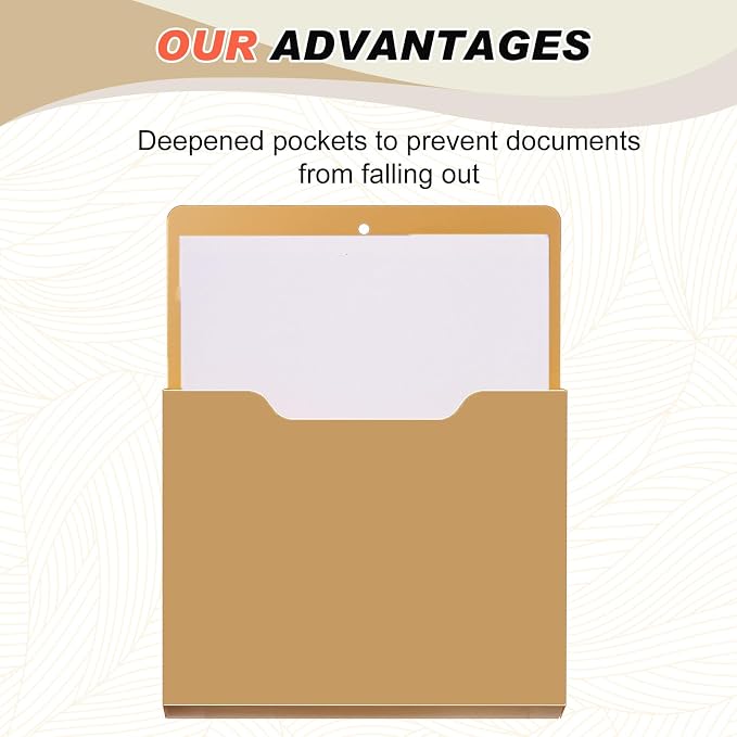 6 Pcs Magnetic Wall File Organizer Magnetic Wall File Holder Refrigerator Magazine Holder for Mail Letters Paper(Mocha Mousse Color,Vertical-large)