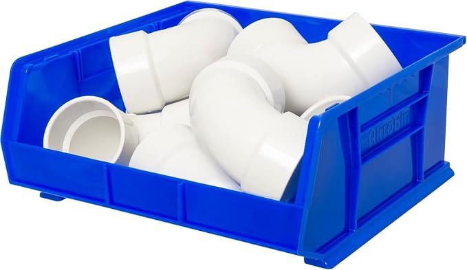 Akro-Mils 30250 AkroBins Plastic Storage Bins, 15"x16"x7", Blue, 6-Pack | Space-Saving Stackable Bins for Garage, Pantry, Craft Organization