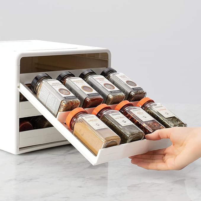 YouCopia SpiceStack® Adjustable Spice Rack Organizer, Pull-Down 24-Bottle Seasonings and Spices Holder for Kitchen Cabinet and Pantry Organization with 104 Included Labels | Adjustable