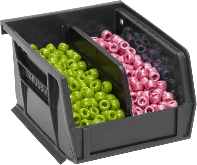 Akro-Mils 30210 AkroBins Plastic Storage Bins, 5"x4"x3", Black, 24-Pack | Space-Saving Stackable Bins for Garage, Pantry, Craft Organization
