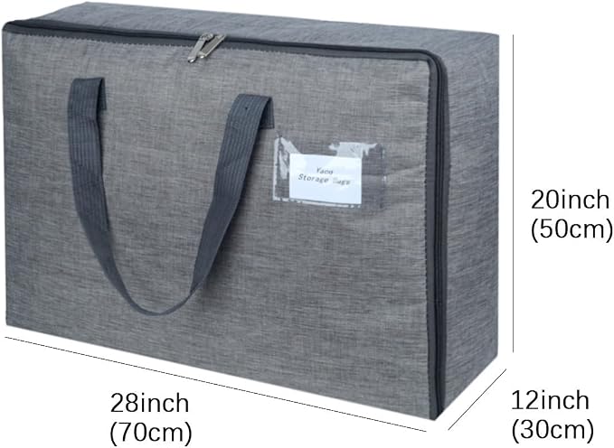 2 Pack Large Moisture-Proof Storage Moving Travel Bag Storage Container | for Comforter Pillow Blanket Quilt Bedding Clothes,Water-Resistant Linen Fabric,Storage Container for Closet Under-Bed
