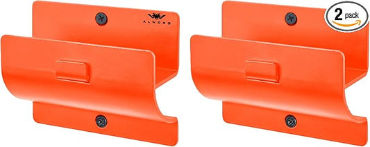 Ladder Hangers for Garage Wall Set of 2 - Orange Hooks for Shed & Garden | Heavy duty hooks, Step stool hanger, tool holder for the workshop, suitable for ladders, wheelbarrows and folding chairs