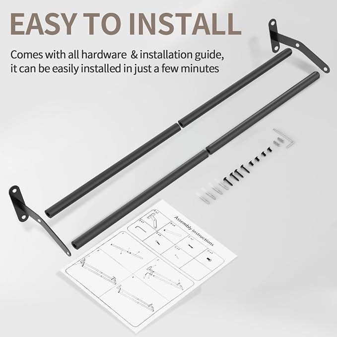 JUYSON Double Towel Bar for Bathroom, 30 Inch Towel Rack, Black | Wall Mounted, Stainless Steel, Rust Resistant, Space-Saving Design, Easy Installation