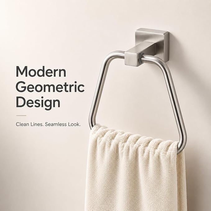 Brushed Nickel Towel Ring for Bathroom 2 Pack, Kitchen Bath Towel Holder Hangers Wall Mount Heavy Duty Stainless Steel