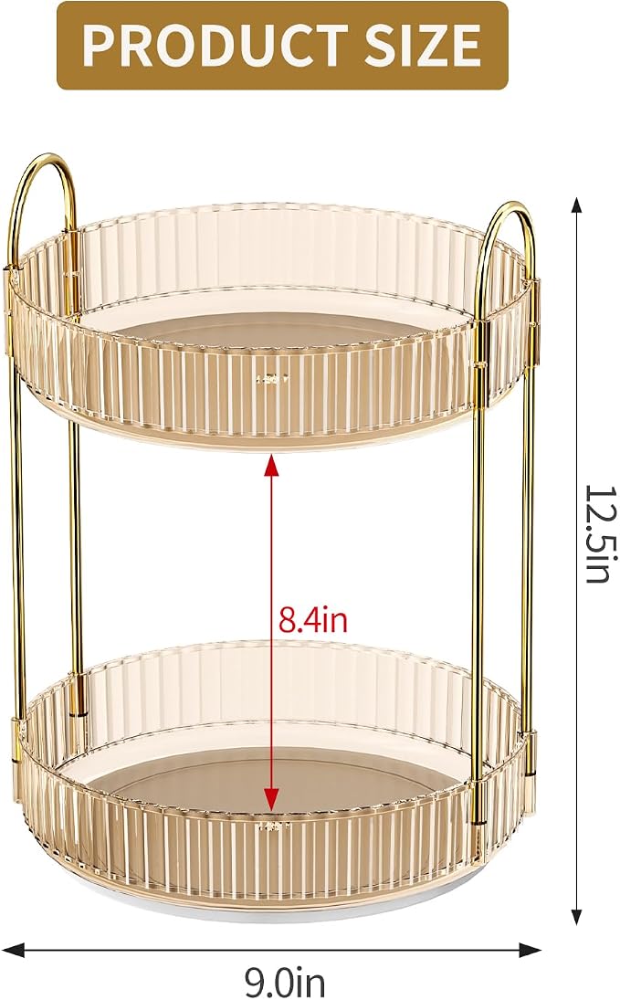 360° Rotating Makeup Organizer, Large Capacity Skincare & Cosmetics Storage | Skincare & Makeup Caddy, Bathroom Counter Organizer, Spinning Storage Tray for Perfume, Dresser, Bedroom, Vanity Countertop