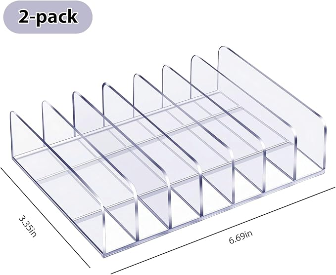 2Pcs Acrylic File Organizer, 7 Slots Desktop Paper Sorter for Desk | Clear Acrylic Design Keeps Papers and Files Organized, Ideal for Office, Home, School and Workspace Storage