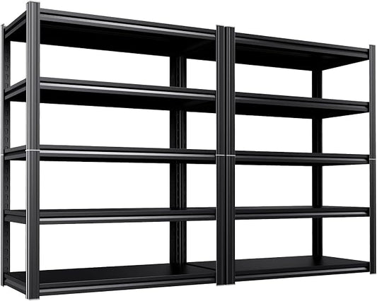 Set of 2 Heavy Duty Garage Shelving, 71.2" Hx46 Wx20 D, Adjustable Storage Shelves Unit for Garage Storage, Metal Shelving & Shelves Organizer for Home, Warehouse, Workshop & Commercial Use